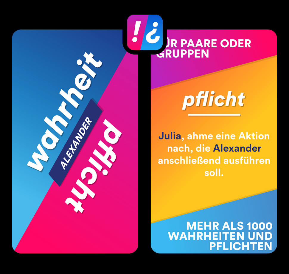 Inhalt der Wahrheit oder Pflicht App wird gezeigt. 