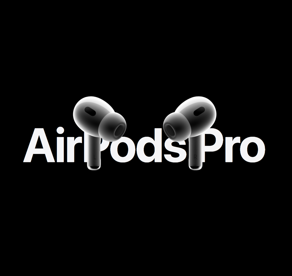 Apple AirPods Pro auf einem schwarzen Hintergrund.