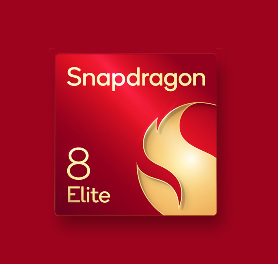 Das Logo des Snapdragon 8 Elite Prozessors ist abgebildet.