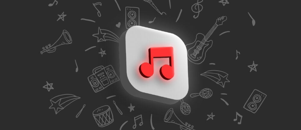 Kostenlos Music Streamen Blog Beitrag Titelbild, App Logo mit einer Musik Note