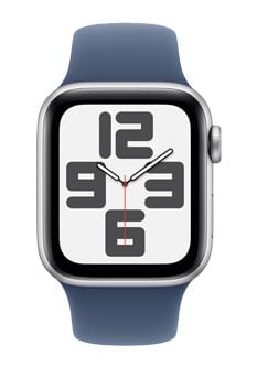 Apple Watch SE GPS + Cellular Silver Aluminium, Denim Sport Band M/L, MXGG3QF/A, 40mm