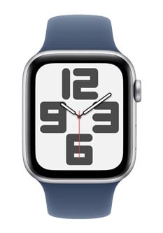 Apple Watch SE GPS + Cellular Silver Aluminium, Denim Sport Band S/M, MXGP3QF/A, 44mm