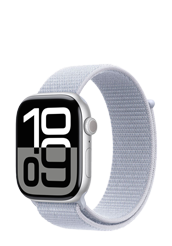 Apple Watch Series 10 GPS + Cellular Silver Aluminium, Blue Cloud Sport Loop, MWY23QF/A, 46mm