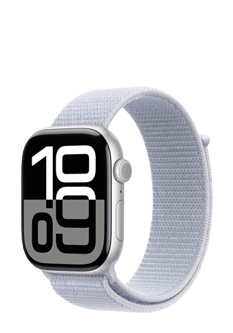 Apple Watch Series 10 GPS + Cellular Silver Aluminium, Blue Cloud Sport Loop, MWY23QF/A, 46mm