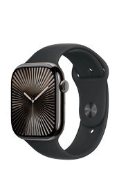 Apple Watch Series 10 GPS + Cellular Slate Titanium, Black Sport Band S/M, MWYD3QF/A, 46mm
