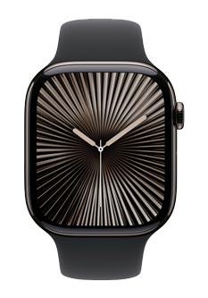 Apple Watch Series 10 GPS + Cellular Slate Titanium, Black Sport Band S/M, MWYD3QF/A, 46mm