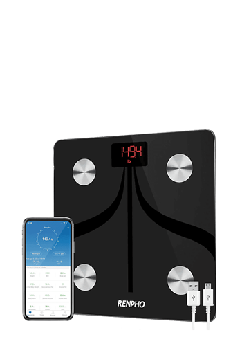 Renpho Bathroom Scale with App - Digitale Personenwaage Black